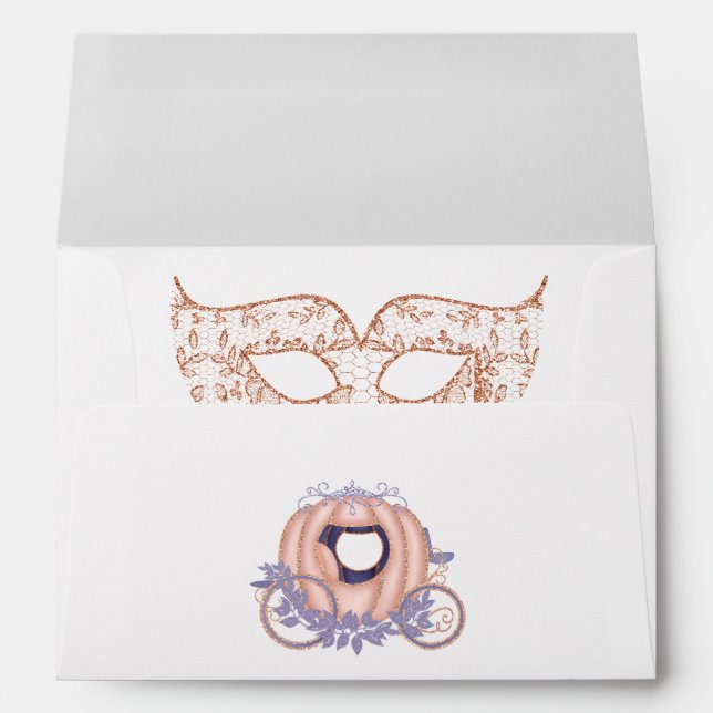 Rose Gold and Lilac Glitter Princess Quinceañera Envelope (Back (Bottom))