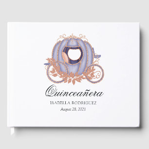 Rose Gold and Lilac Glitter Princess Quinceañera Guest Book
