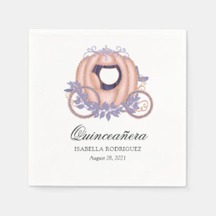 Rose Gold and Lilac Glitter Princess Quinceañera Napkin