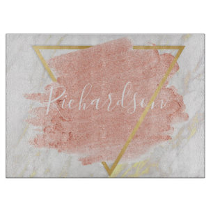 Rose Gold and Marble glitter Name Cutting Board