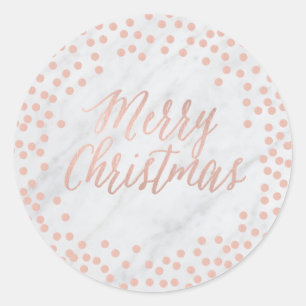 Rose gold and marble "Merry Christmas" sticker