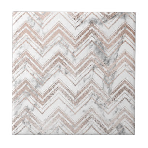 Rose gold and marble zig zag tile