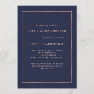 Rose Gold and Midnight Blue Post Wedding Brunch Invitation