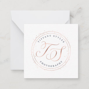 Rose Gold and Navy Blue Initials Company Logo Card