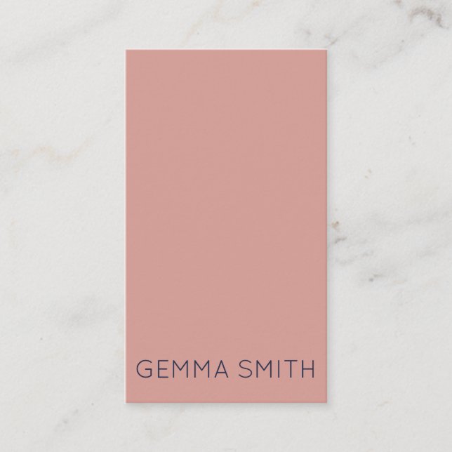 Rose Gold and Navy Blue Modern Minimalist Elegant Business Card (Front)