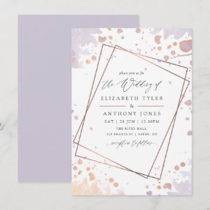 Rose Gold and Pastel Purple Geometric Wedding Invitation