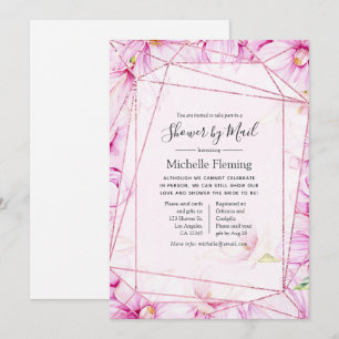 Rose Gold and Pink Baby or Bridal Shower by Mail Invitation