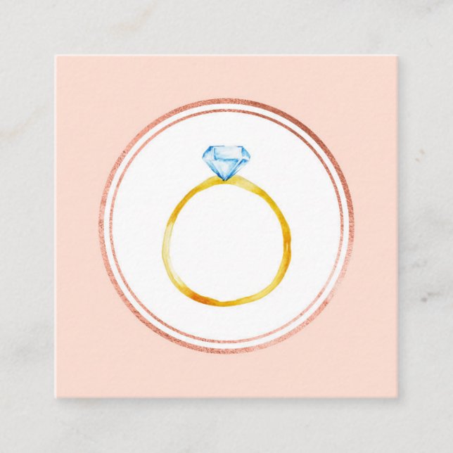Rose Gold and Pink Diamond Wedding Planner Square Business Card (Front)