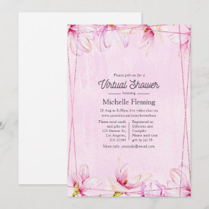 Rose Gold and Pink Floral Geometric Virtual Shower Invitation