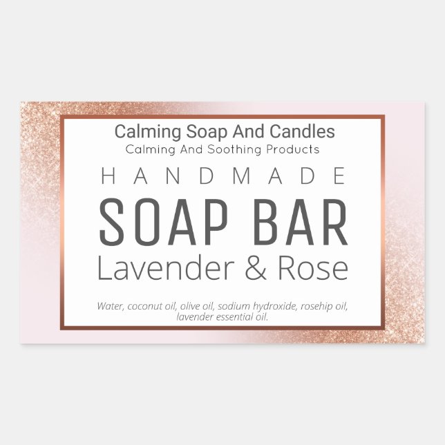 Rose Gold And Pink Handmade Soap Labels (Front)