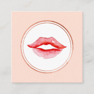 Rose Gold and Pink Makeup Artist Social Media Icon Square Business Card