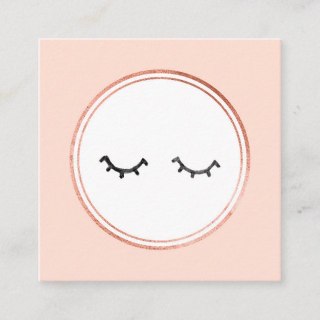 Rose Gold and Pink Makeup Artist Social Media Icon Square Business Card (Front)