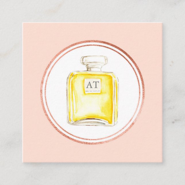 Rose Gold and Pink Makeup Artist Social Media Icon Square Business Card (Front)