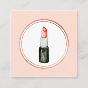 Rose Gold and Pink Makeup Artist Social Media Icon Square Business Card