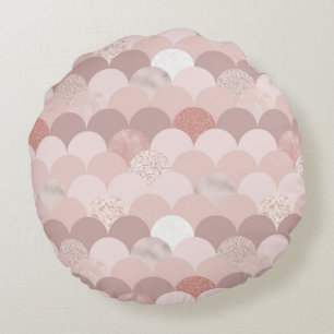 Rose Gold and Pink Pattern Round Cushion