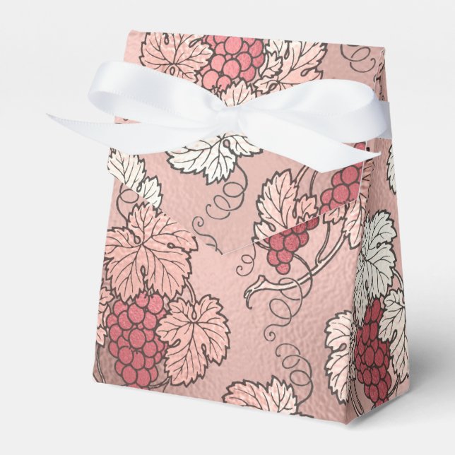 Rose Gold and Pink Wine Themed Favour Box (Front Side)