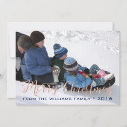 Rose Gold and Red Christmas Knit Holiday Card