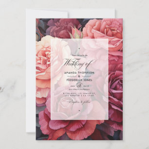 Rose Gold and Rose Brown Floral Wedding Invitation