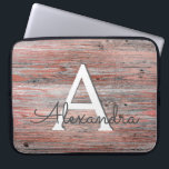 Rose Gold and Rustic Wood Monogram & Initial Laptop Sleeve<br><div class="desc">Faux Rose Gold Foil and Rustic Country Wood Monogram & Initial Case. This case can be customised to include your initial and first name.</div>