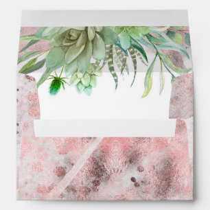 Rose Gold and Succulents Greenery Modern Envelope