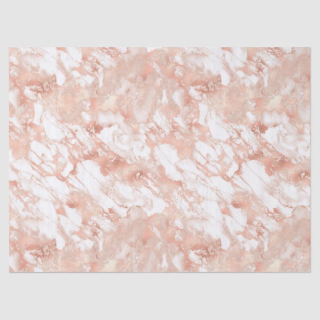 Rose Gold and White Marble Decoupage Tissue Paper (Front)
