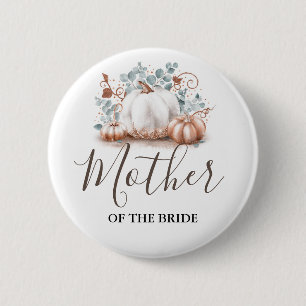 Rose Gold and White Pumpkin Fall Wedding 6 Cm Round Badge