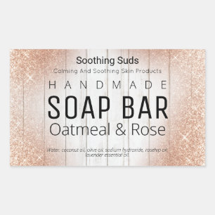 Rose Gold And White Wood Handmade Soap Labels