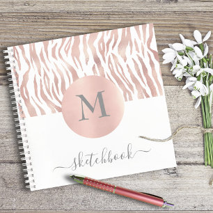 Rose Gold Animal Print Glam Monogram Sketchbook Notebook