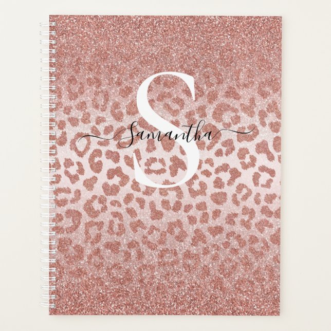 Rose Gold Animal Print Glittery Gradient Planner (Front)