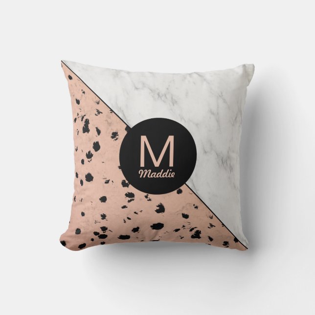 Rose Gold Animal Print with Monogram Cushion (Front)