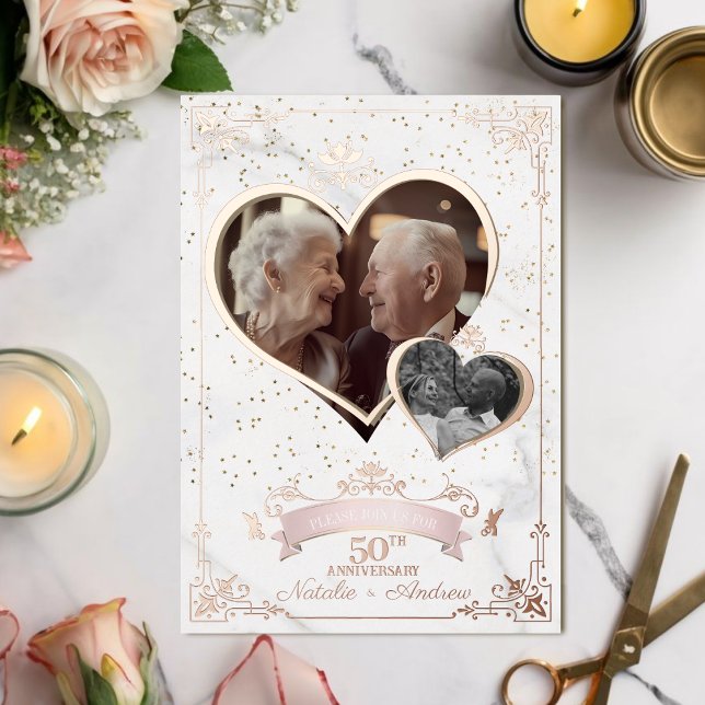 Rose Gold Anniversary Photo of Then & Now  (Creator Uploaded)
