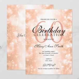 Rose Gold Any Age Birthday Party Shimmer Lights Invitation