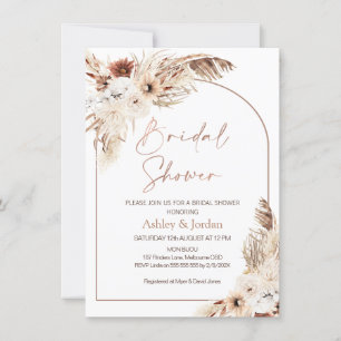 Rose Gold Arch Terracotta Boho Floral Shower Invitation