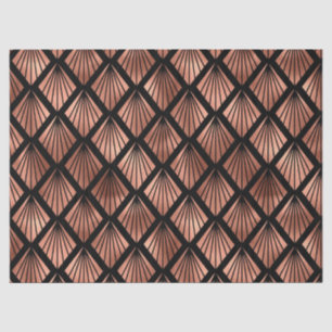 Rose Gold Art Deco Fans on Black Decoupage Tissue Paper