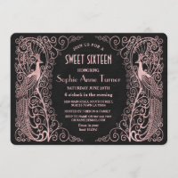 Rose Gold Art Peacocks 30th Birthday Party