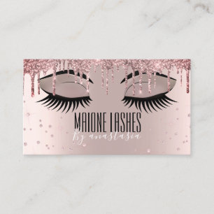 Rose Gold Artist Blush Makeup Lashes Glitter Drips Business Card