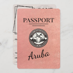 Rose Gold Aruba Passport Save The Date