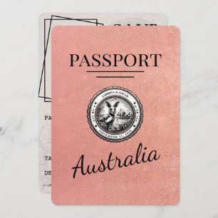 Rose Gold Australia Passport Save The Date