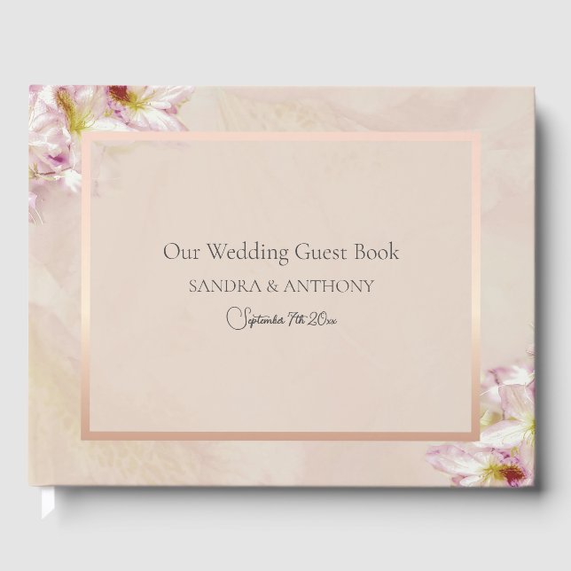 Rose Gold Azalea Wedding Guest Book (Front)