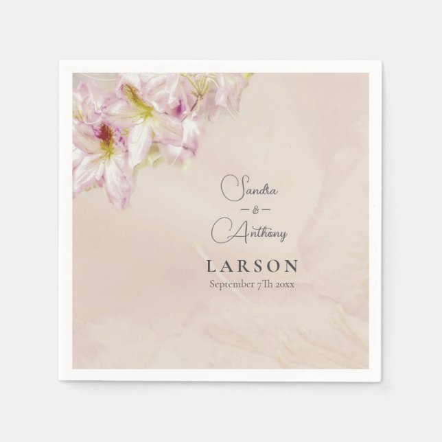 Rose Gold Azalea Wedding Napkin (Front)