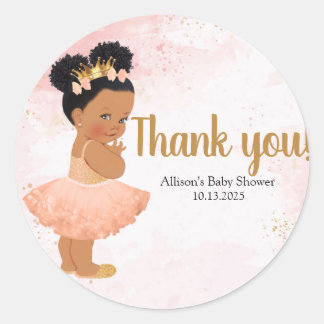Rose gold baby princess classic round sticker