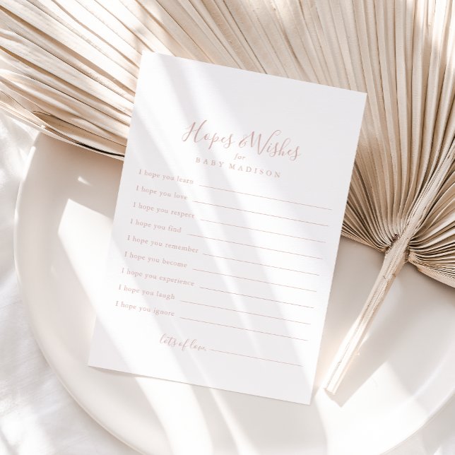 Rose Gold Baby Shower Hopes & Wishes Card (Creator Uploaded)