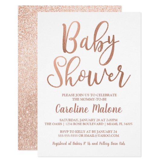 Rose Gold Baby Shower Invitation Zazzle Co Uk