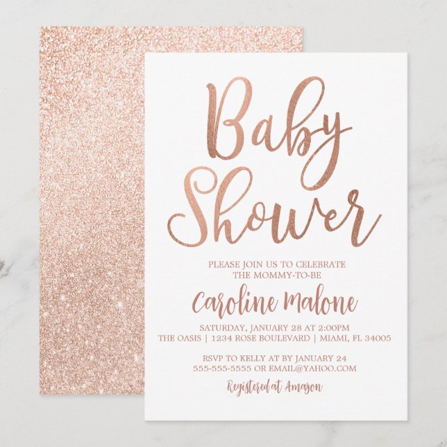 Rose Gold Baby Shower Invitation (Front/Back)