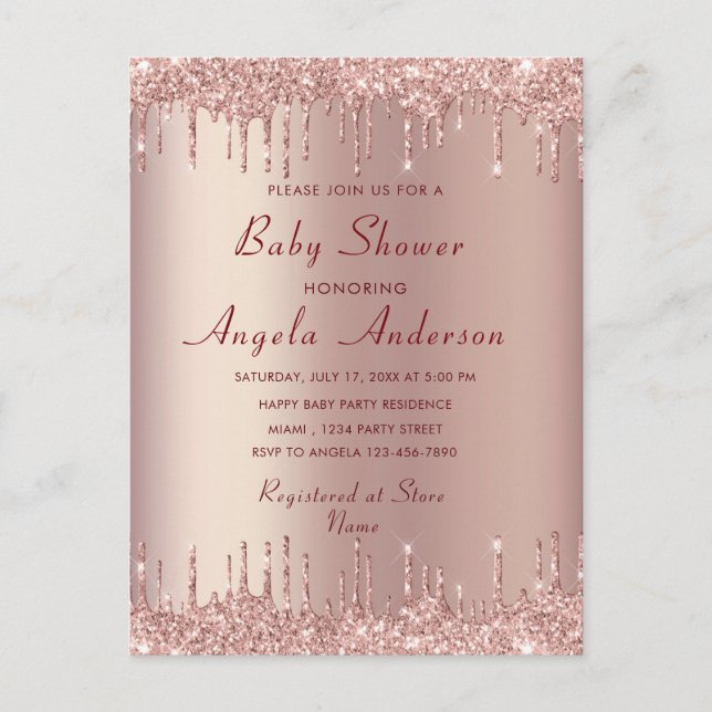 Rose Gold Baby Shower Invitation Card (Front)