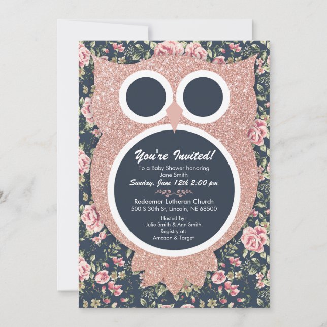 Rose gold baby shower invite (Front)