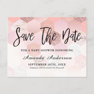Rose Gold Baby Shower Save The Date Announcement Postcard