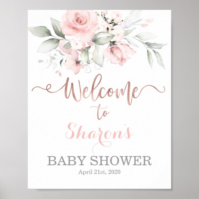 Rose gold Baby Shower welcome sign (Front)