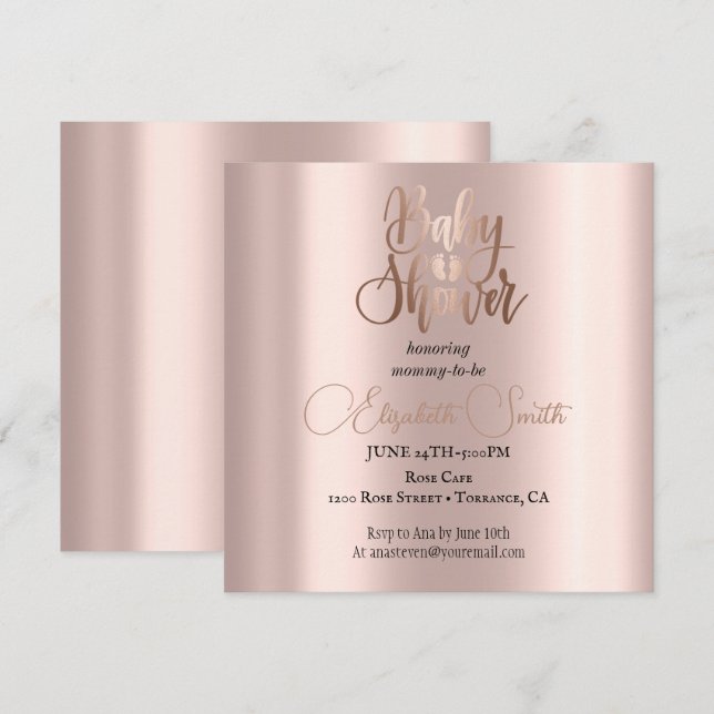 Rose gold baby sower invitation (Front/Back)