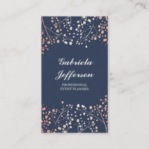 Rose Gold Baby's Breath Floral Vintage Elegant Business Card